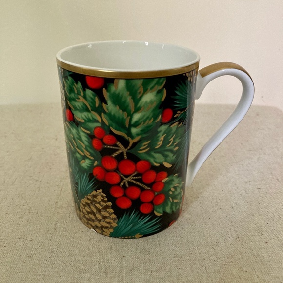 VTG Set of 4 Fitz & Floyd Bone China Holiday Pine Mugs - Picture 4 of 7